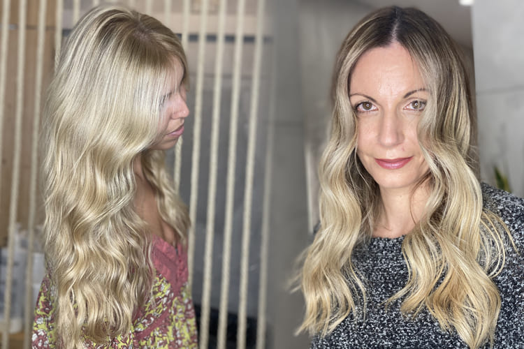 Cabello rubio con ondas suaves y textura sedosa tras realizar el tratamiento infusión capilar